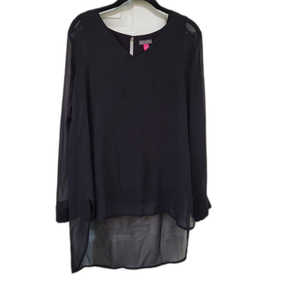 Vince Camuto Witchy Black Hi-low Blouse - Size Med